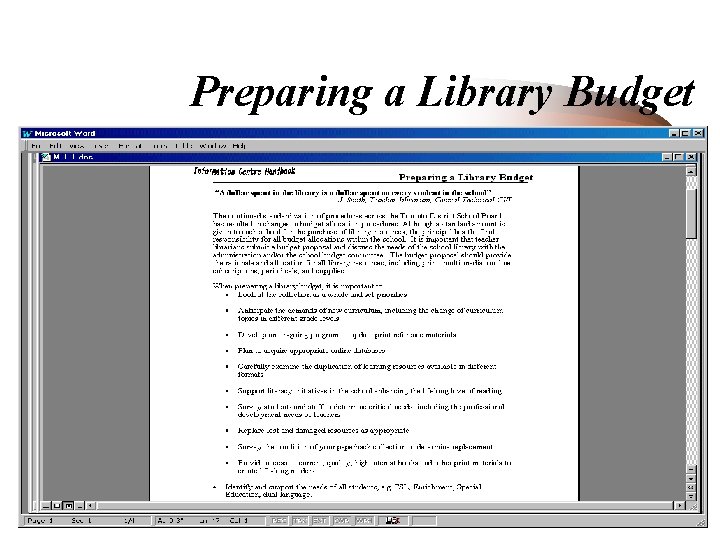 Preparing a Library Budget 