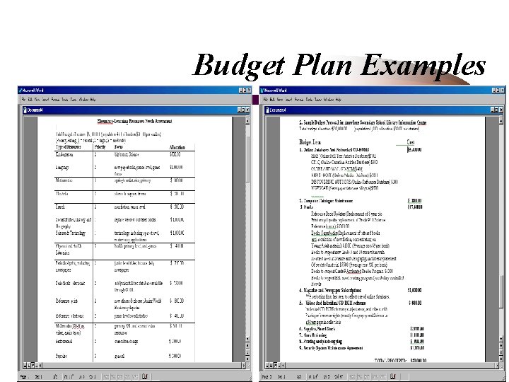 Budget Plan Examples 