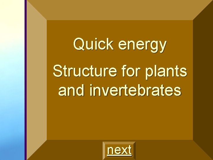 Quick energy Structure for plants and invertebrates next 