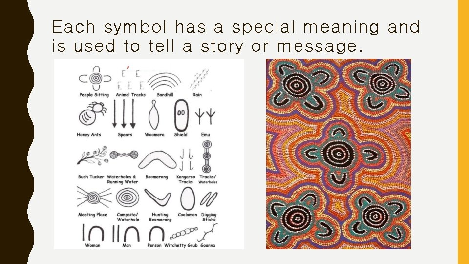 Each symbol has a special meaning and is used to tell a story or