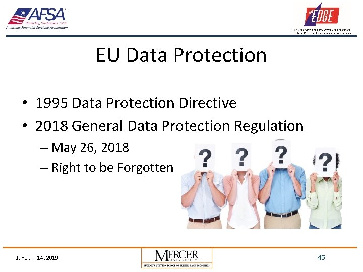 EU Data Protection • 1995 Data Protection Directive • 2018 General Data Protection Regulation
