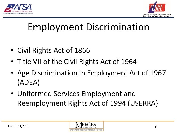 Employment Discrimination • Civil Rights Act of 1866 • Title VII of the Civil