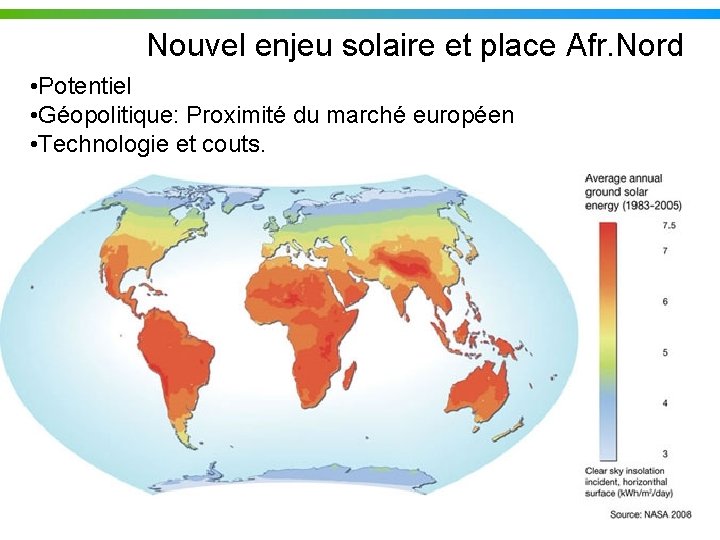 Nouvel enjeu solaire et place Afr. Nord • Potentiel • Géopolitique: Proximité du marché