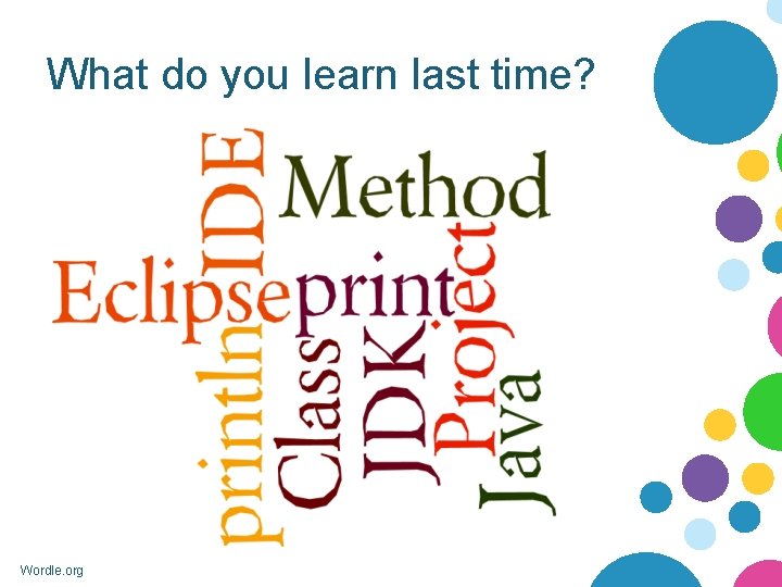 What do you learn last time? Wordle. org 