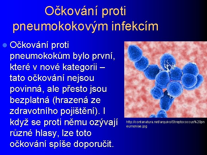 Očkování proti pneumokokovým infekcím l Očkování proti pneumokokům bylo první, které v nové kategorii