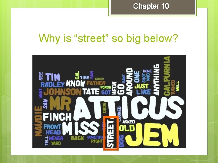 Chapter 10 Why is “street” so big below? 