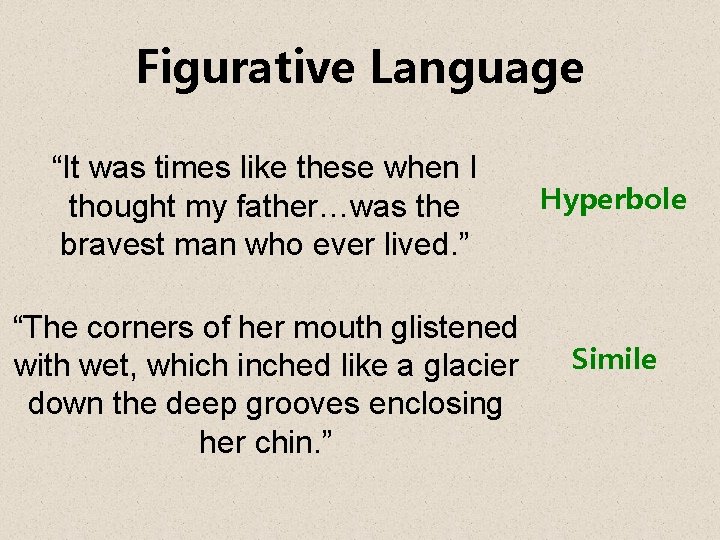 Figurative Language “It was times like these when I thought my father…was the bravest