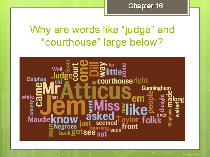 Chapter 16 Why are words like “judge” and “courthouse” large below? 