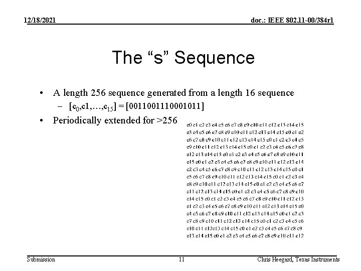 12/18/2021 doc. : IEEE 802. 11 -00/384 r 1 The “s” Sequence • A