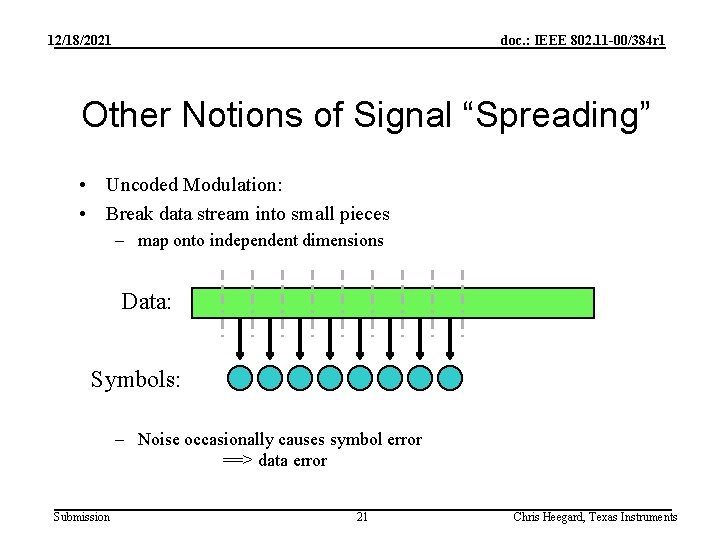 12/18/2021 doc. : IEEE 802. 11 -00/384 r 1 Other Notions of Signal “Spreading”