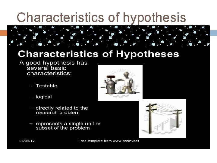 Characteristics of hypothesis 