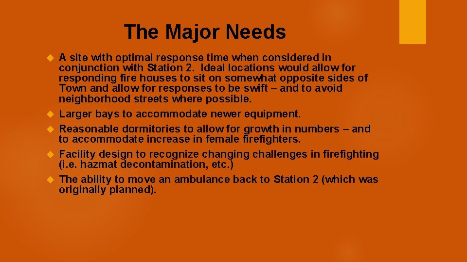 The Major Needs A site with optimal response time when considered in conjunction with