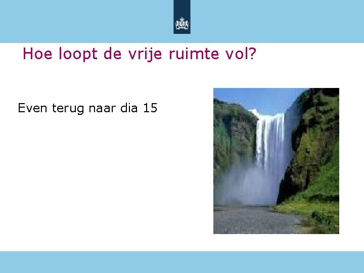 Hoe loopt de vrije ruimte vol? Even terug naar dia 15 