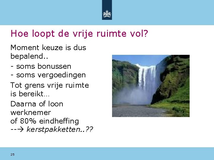 Hoe loopt de vrije ruimte vol? Moment keuze is dus bepalend. . - soms