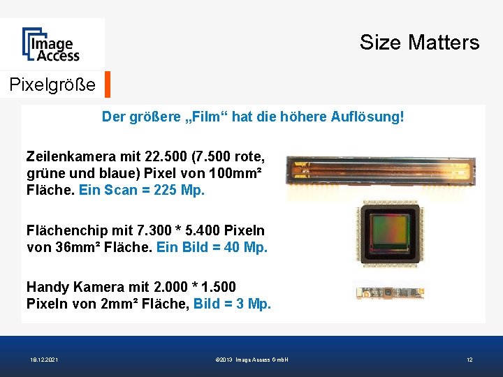 Size Matters Pixelgröße Der größere „Film“ hat die höhere Auflösung! Zeilenkamera mit 22. 500