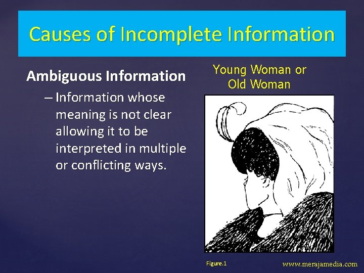 Causes of Incomplete Information Ambiguous Information – Information whose meaning is not clear allowing