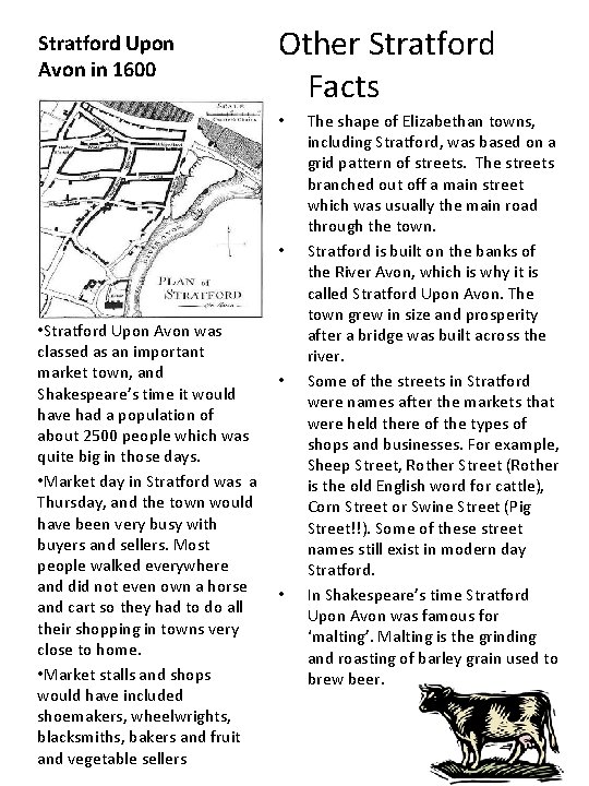 Stratford Upon Avon in 1600 Other Stratford Facts • • • Stratford Upon Avon Stratford Upon Avon in 1600 Other Stratford Facts • • • Stratford Upon Avon