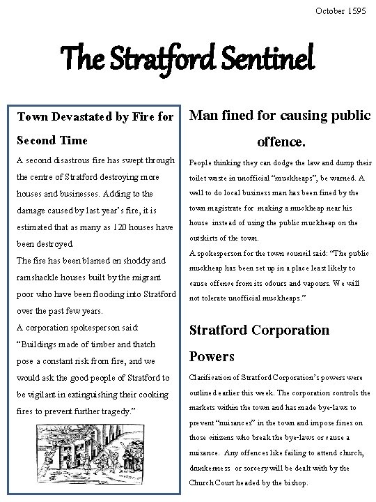 October 1595 The Stratford Sentinel Town Devastated by Fire for Man fined for causing October 1595 The Stratford Sentinel Town Devastated by Fire for Man fined for causing