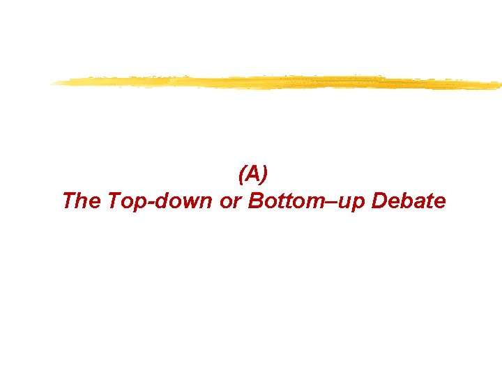 (A) The Top-down or Bottom–up Debate 