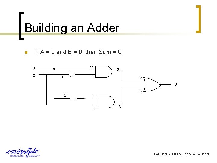 Building an Adder n If A = 0 and B = 0, then Sum