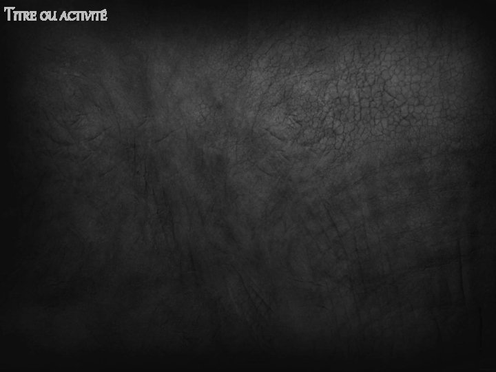 TITRE OU ACTIVITÉ TITRE OU ACTIVITÉ