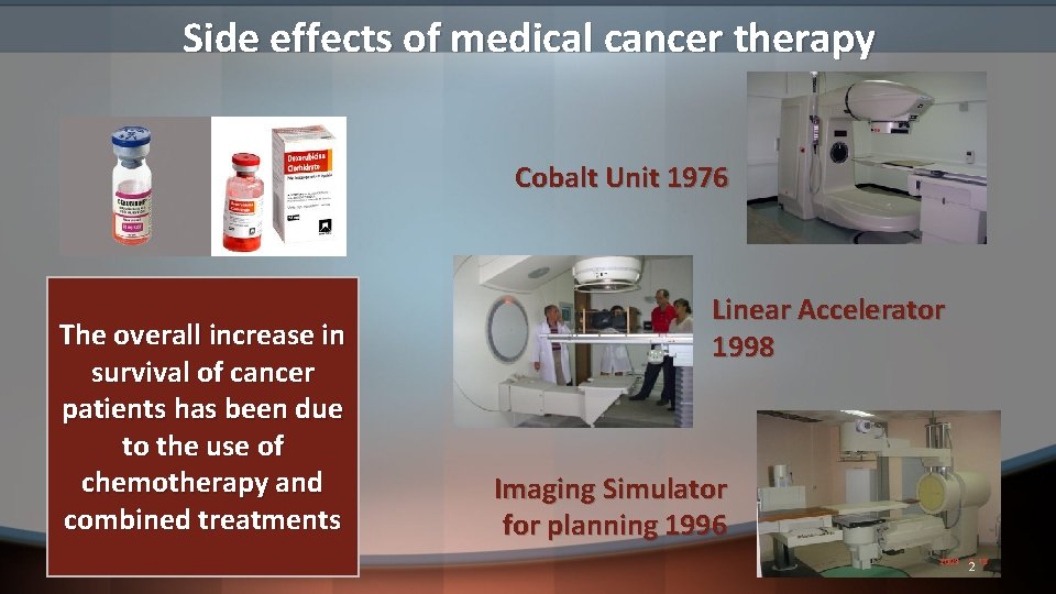 Side effects of medical cancer therapy Cobalt Unit 1976 The overall increase in survival