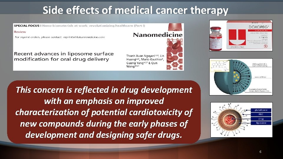 Side effects of medical cancer therapy This concern is reflected in drug development with