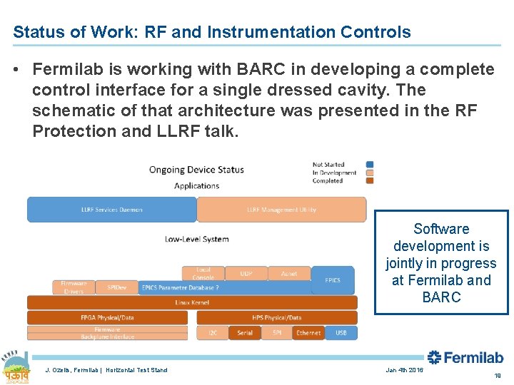 Status of Work: RF and Instrumentation Controls • Fermilab is working with BARC in