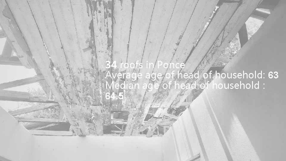 34 roofs in Ponce Average of head of household: 63 Median age of head