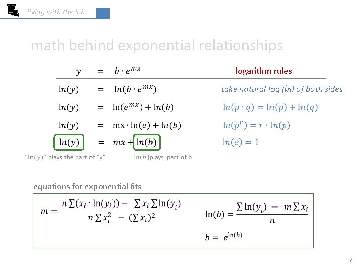 living with the lab math behind exponential relationships logarithm rules take natural log (ln)