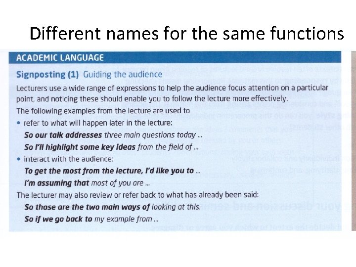 Different names for the same functions 