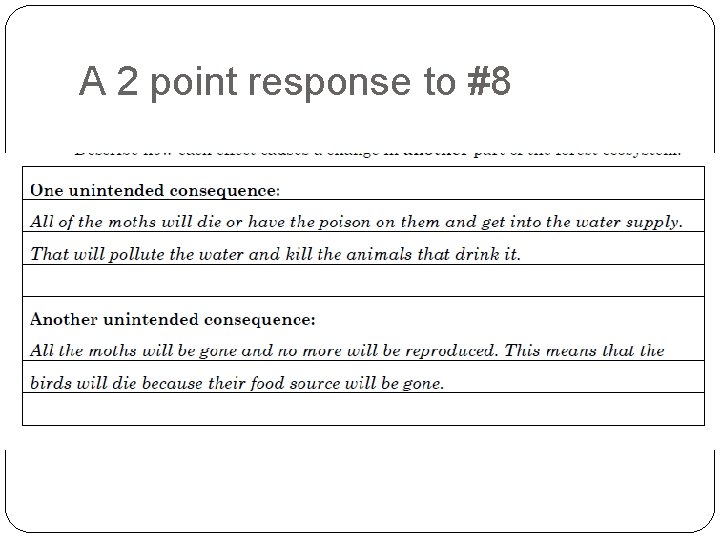 A 2 point response to #8 