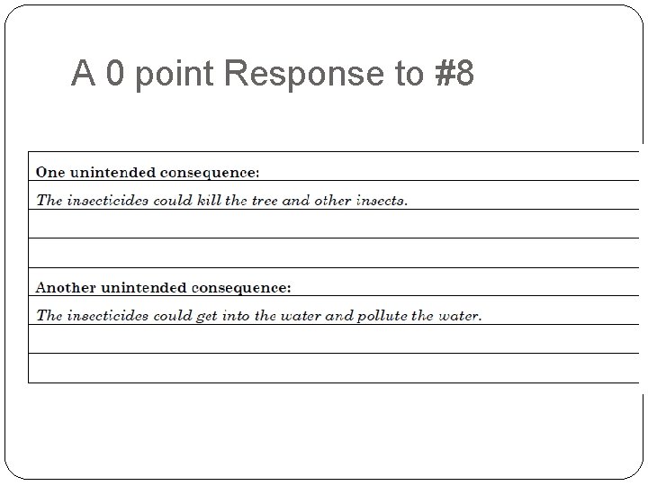 A 0 point Response to #8 