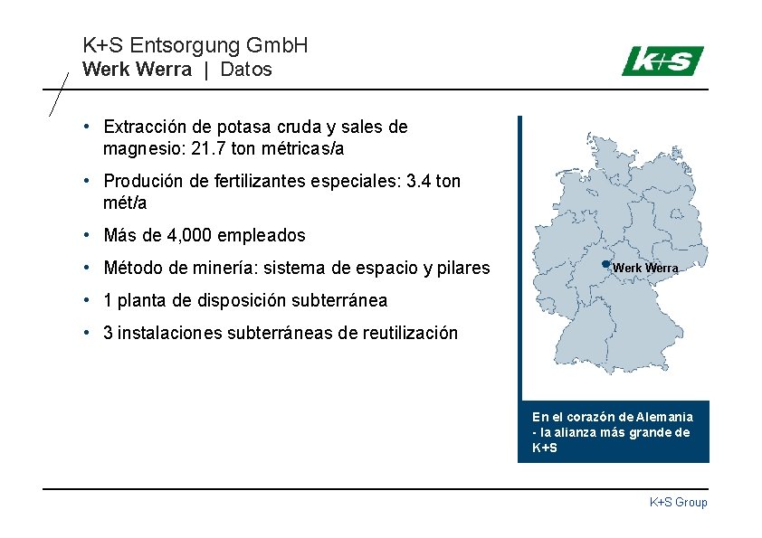 K+S Entsorgung Gmb. H Werk Werra | Datos • Extracción de potasa cruda y