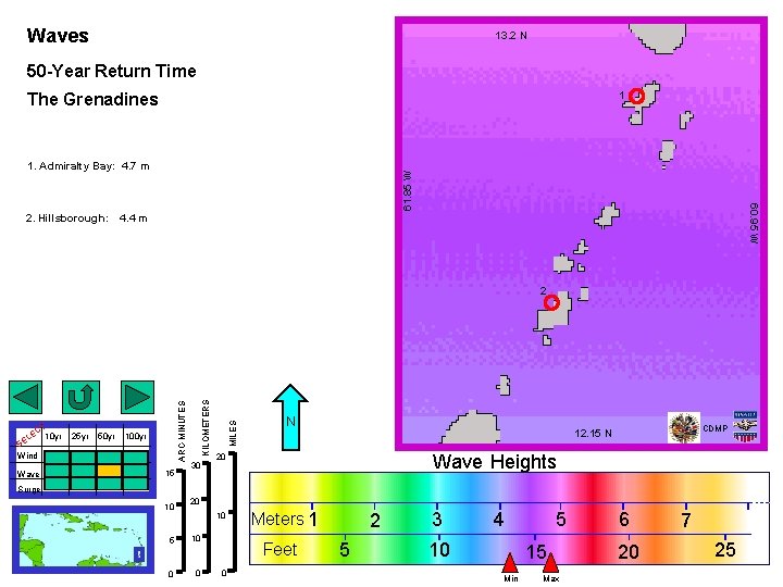 Waves 13. 2 N 50 -Year Return Time 1 The Grenadines Ross Wagenseil for