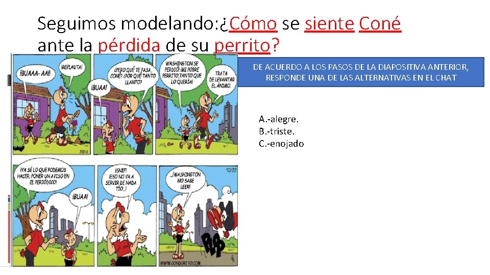 Seguimos modelando: ¿Cómo se siente Coné ante la pérdida de su perrito? DE ACUERDO