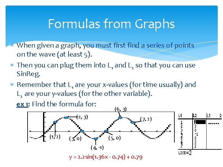 Formulas from Graphs When given a graph, you must first find a series of