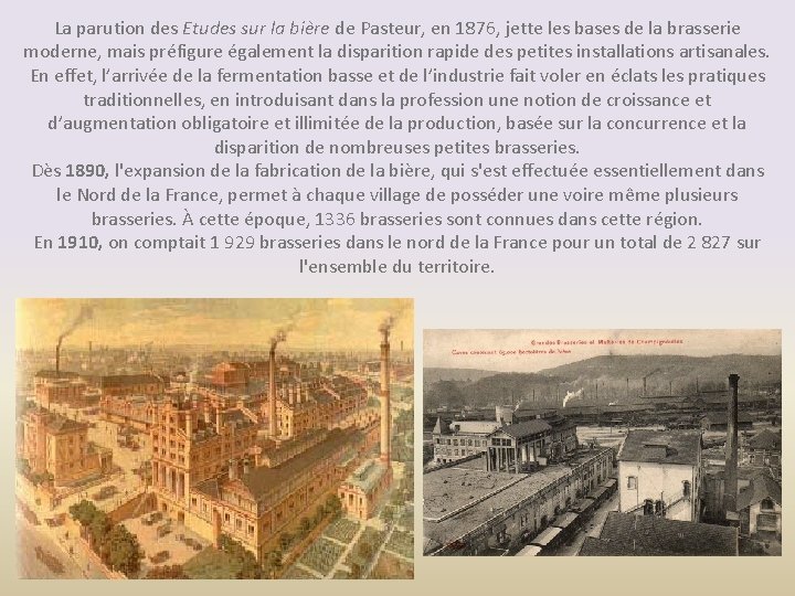La parution des Etudes sur la bière de Pasteur, en 1876, jette les bases