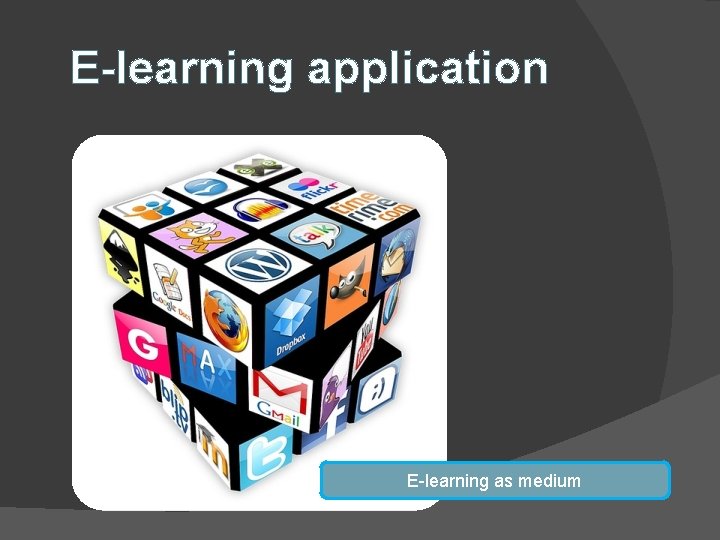 E-learning application E-learning as medium 
