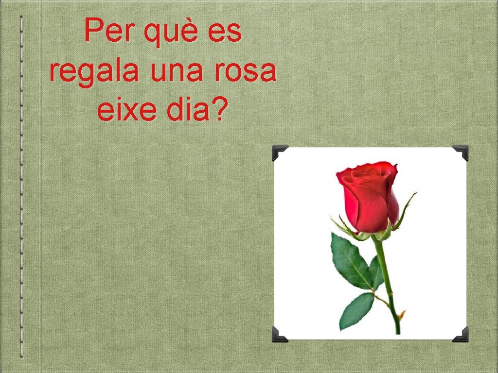 Per què es regala una rosa eixe dia? 