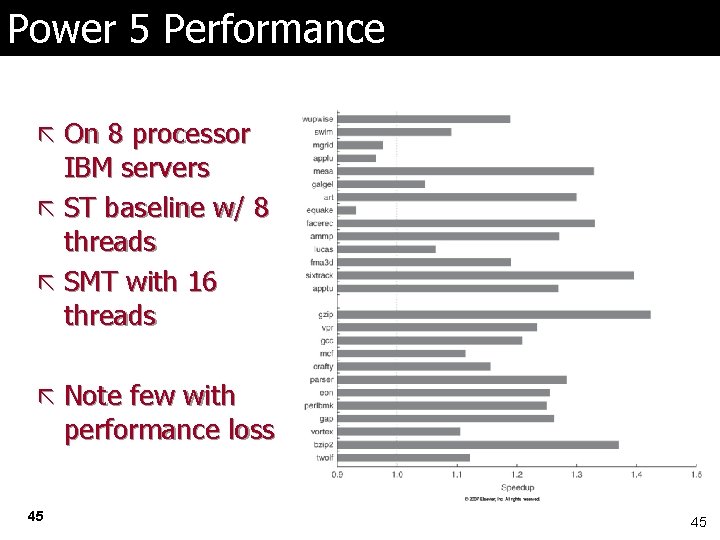 Power 5 Performance ã On 8 processor IBM servers ã ST baseline w/ 8