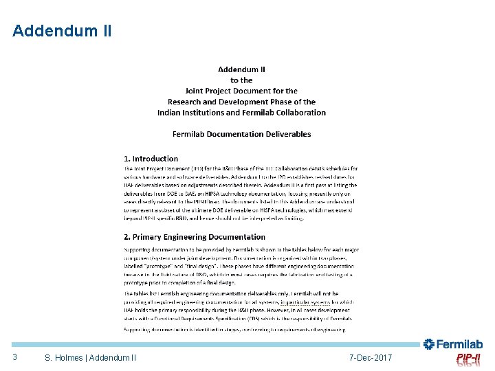 Addendum II 3 S. Holmes | Addendum II 7 -Dec-2017 