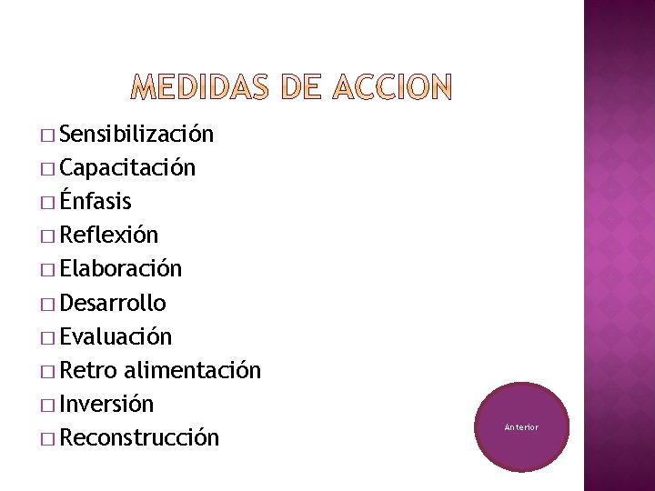 � Sensibilización � Capacitación � Énfasis � Reflexión � Elaboración � Desarrollo � Evaluación