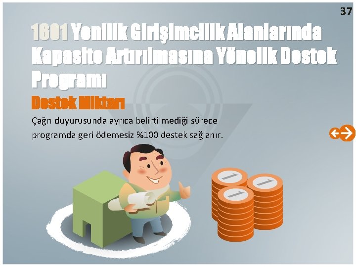 37 1601 Yenilik Girişimcilik Alanlarında Kapasite Artırılmasına Yönelik Destek Programı Destek Miktarı Çağrı duyurusunda