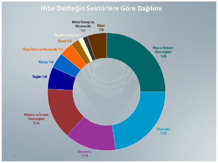 Hibe Desteğin Sektörlere Göre Dağılımı 55 