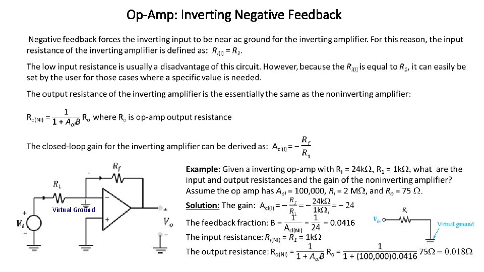 Op-Amp: Inverting Negative Feedback Virtual Ground 