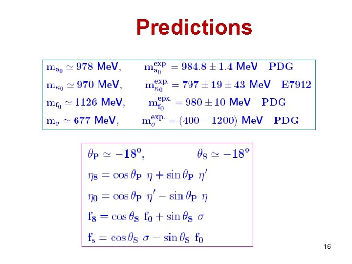 Predictions 16 