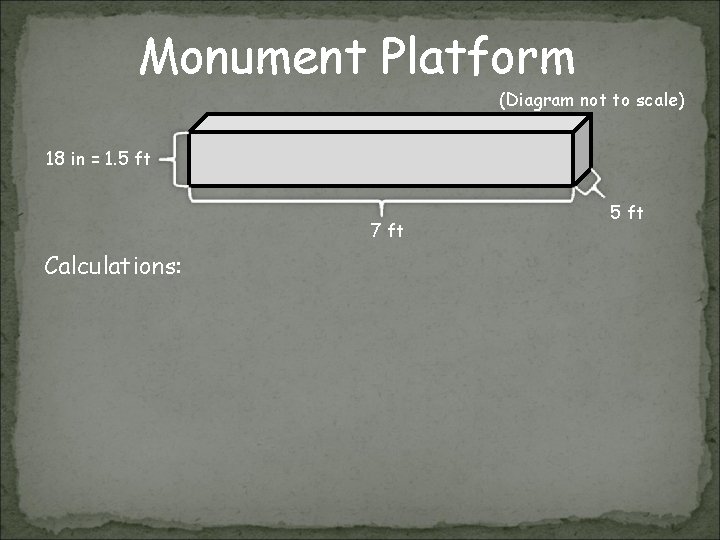 Monument Platform (Diagram not to scale) 18 in = 1. 5 ft 7 ft