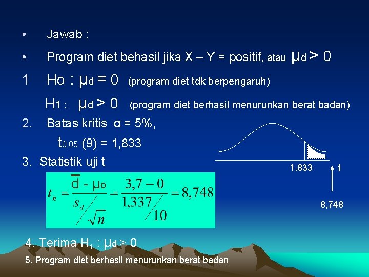  • Jawab : • Program diet behasil jika X – Y = positif,