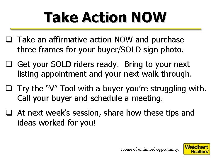 Take Action NOW q Take an affirmative action NOW and purchase three frames for